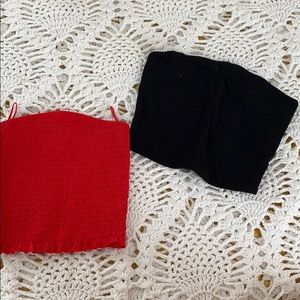 tube tops (red and black)